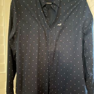 Hollister Dark Blue Shirt with Pattern